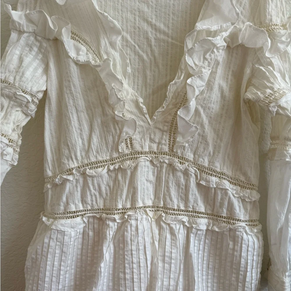 For Love And Lemons Ziggy Pintuck White Mini Dress Size L - Picture 5 of 8
